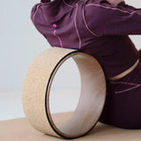 Wood and cork yoga wheel
