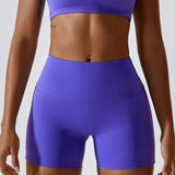 Purple yoga shorts