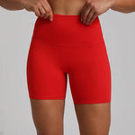 Red yoga shorts