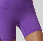 Purple yoga shorts