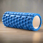 Blue yoga foam roller upper back