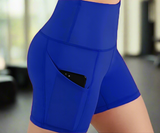 Blue yoga shorts