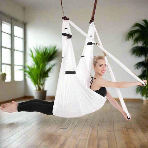 White yoga with hanging sheet